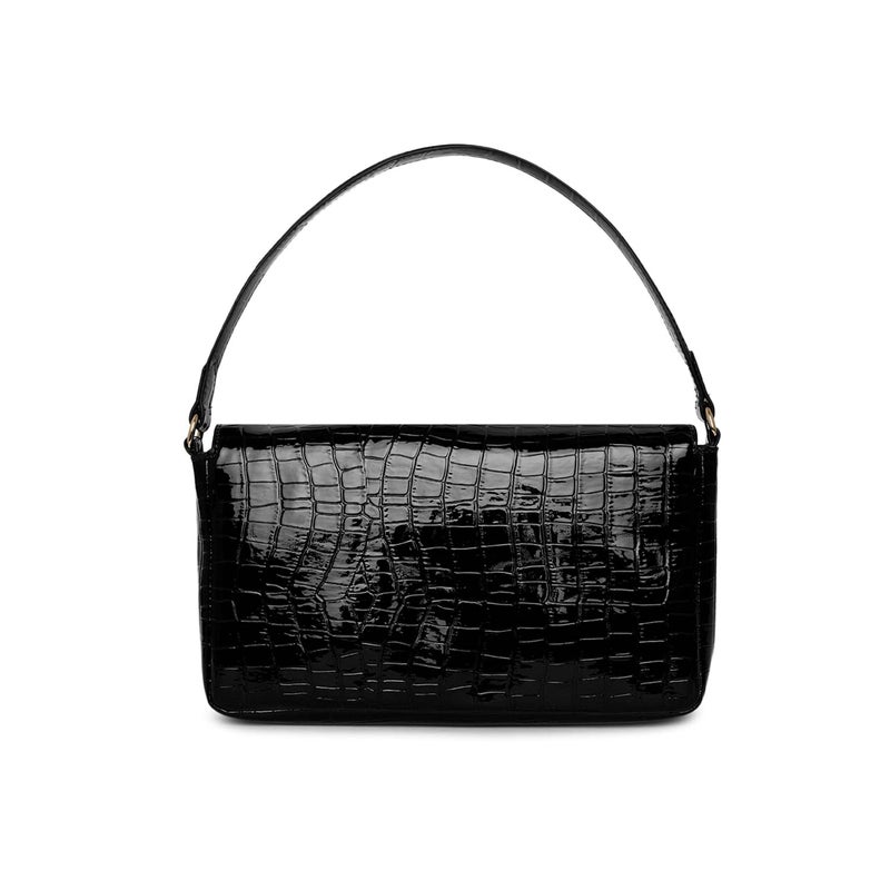 KLEIO On-trend Glossy Party/Bridal Satchel Handbag for Women and Girls - Black - Image 5